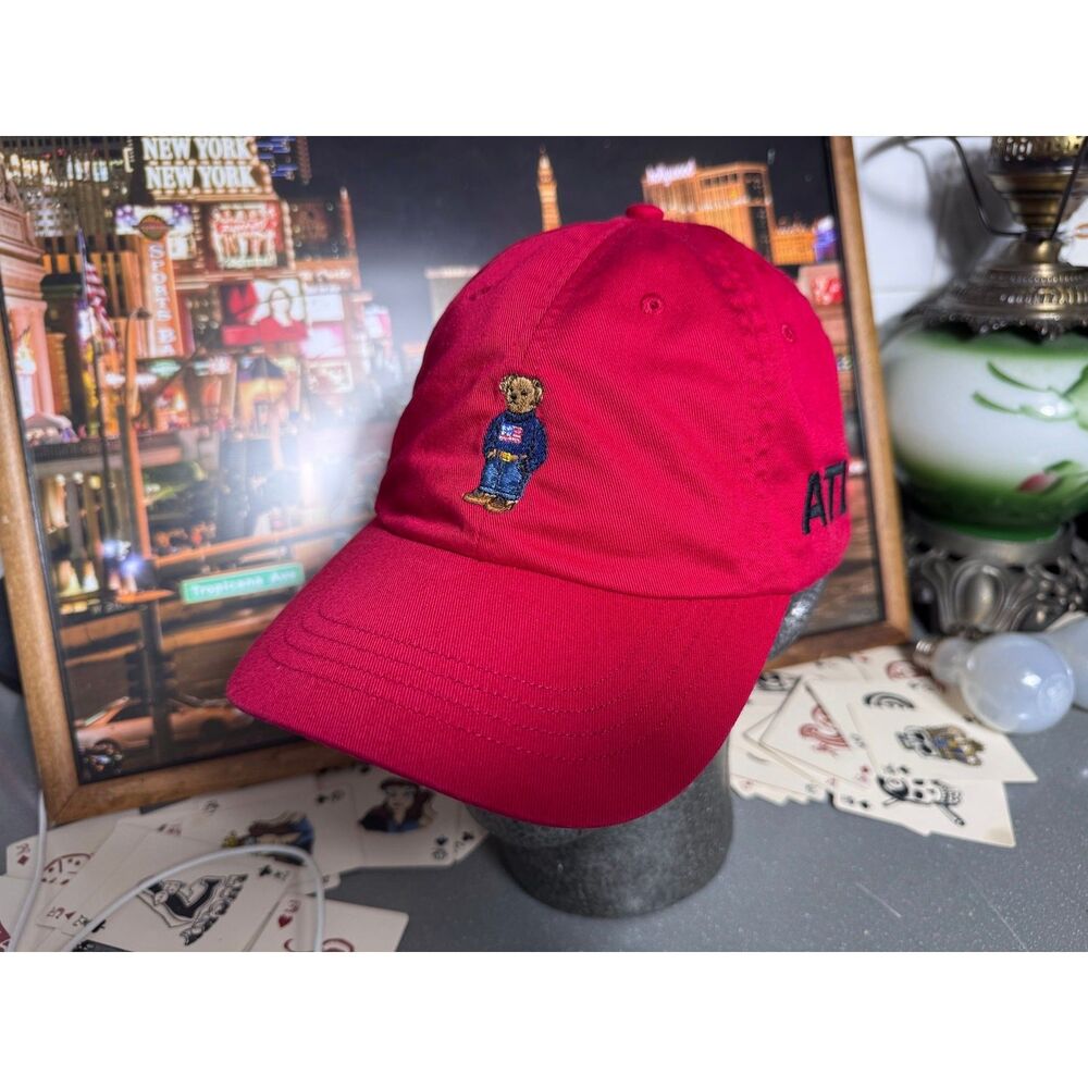 Rare Atlanta Exclusive Polo Ralph Lauren Polo Bear ATL Strapback Hat Red Dad Cap